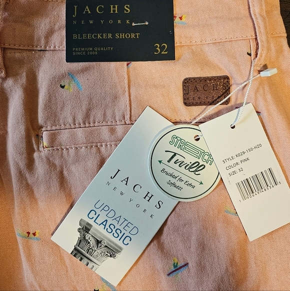 Jachs New York Men's Pink Surfer Print Twill Bleecker Shorts Size 32 - Picture 9 of 9